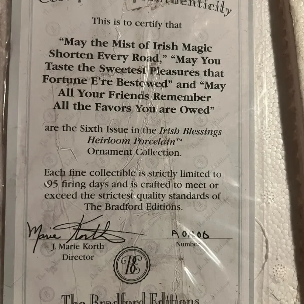 Bradford Editions 6th edition Irish Blessings Heirloom Porcelain ornaments